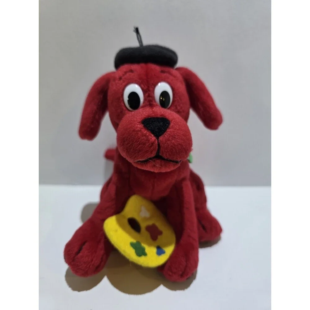 Clifford Beanie Plush Scholastic Big Red Dog Art Paint Puppy Beret 5.5” Stuffed